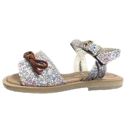 Sandália Infantil Ananás e Raquel Mattar no couro Floral Sarah Rosa
