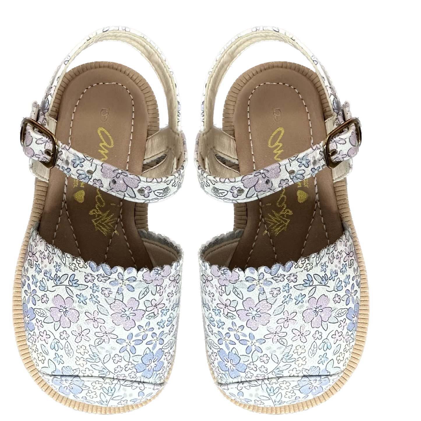 Sandália Infantil Ananás e Raquel Mattar no couro floral Sarah Azul