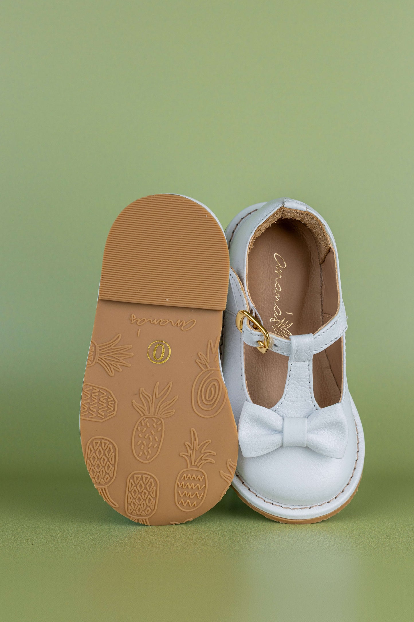 Sapato Infantil Ananás George Bow Couro Branco