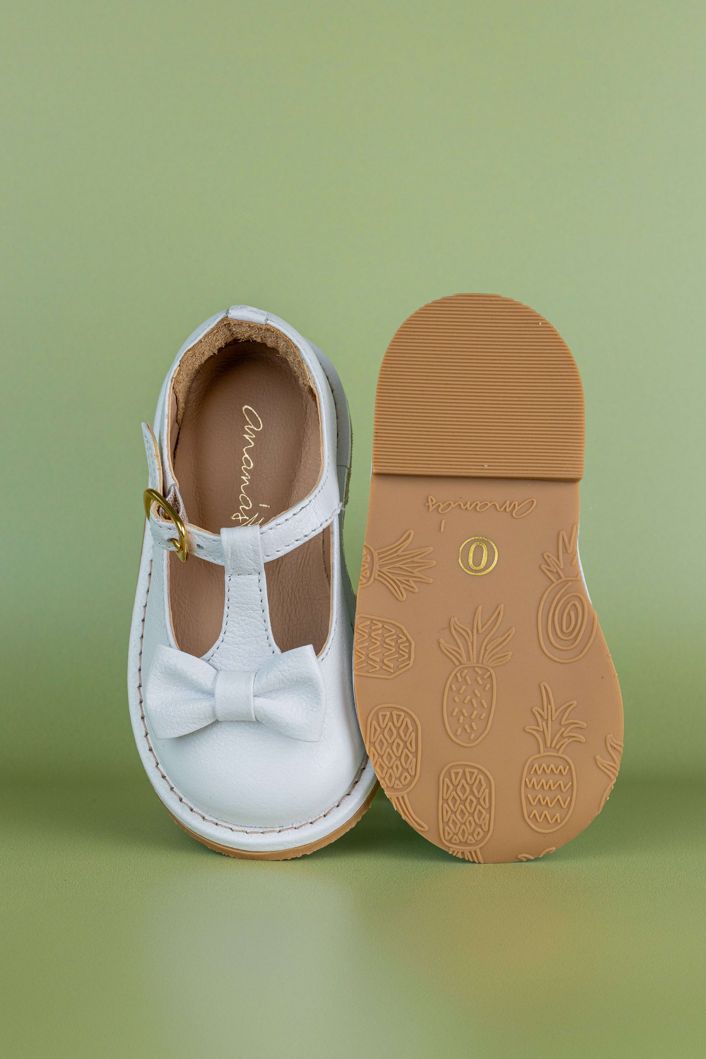 Sapato Infantil Ananás George Bow Couro Branco