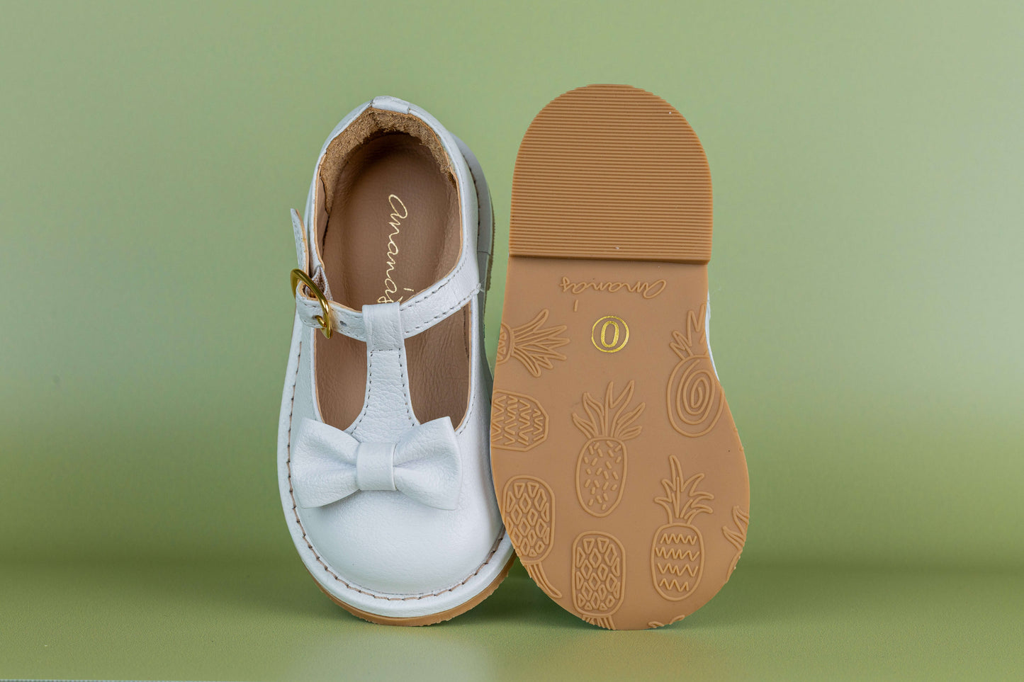 Sapato Infantil Ananás George Bow Couro Branco