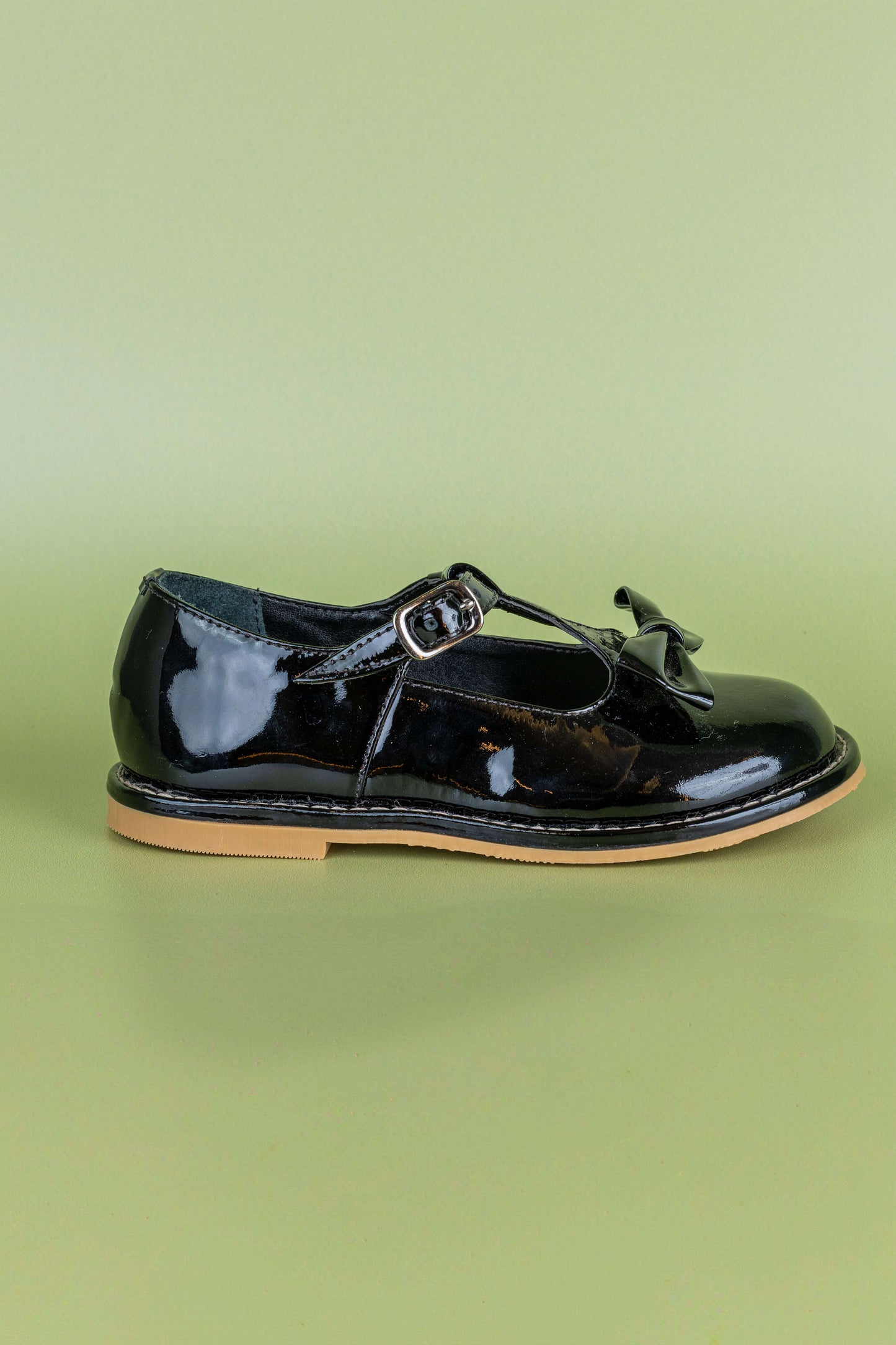 Sapato Infantil Ananás George Bow Couro Verniz Preto