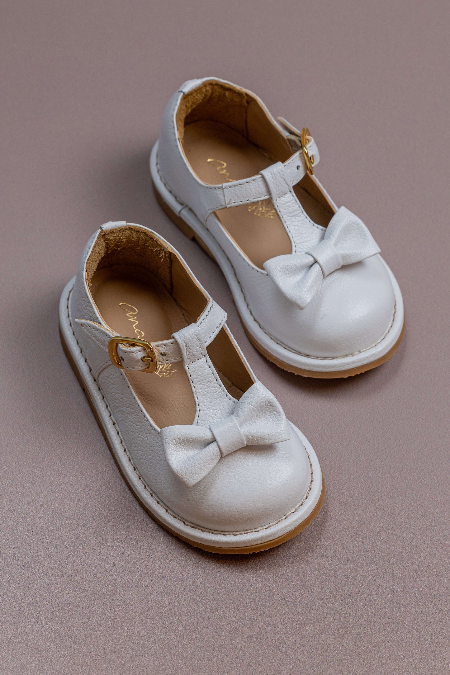 Sapato Infantil Ananás George Bow Couro Branco