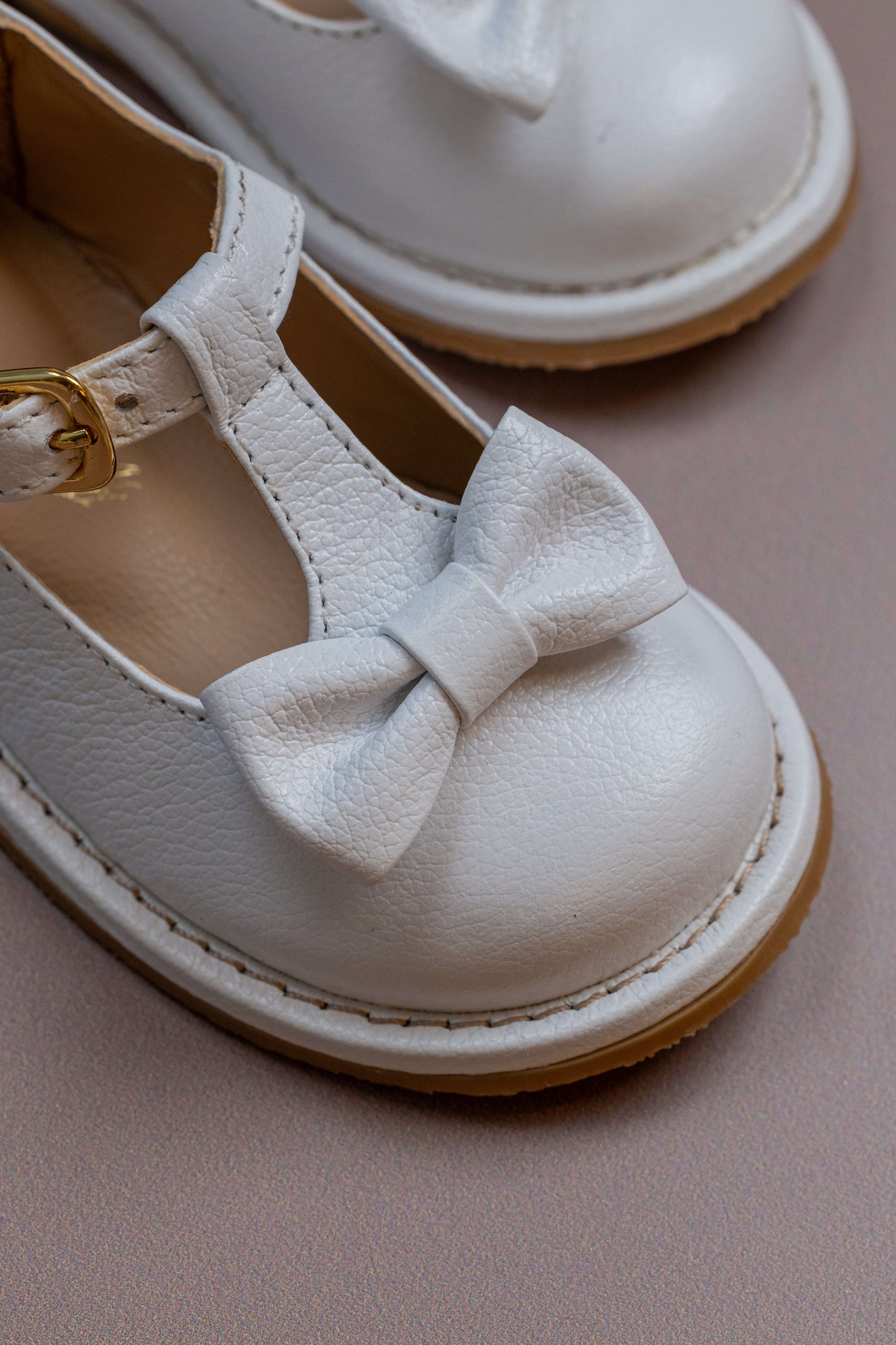 Sapato Infantil Ananás George Bow Couro Branco