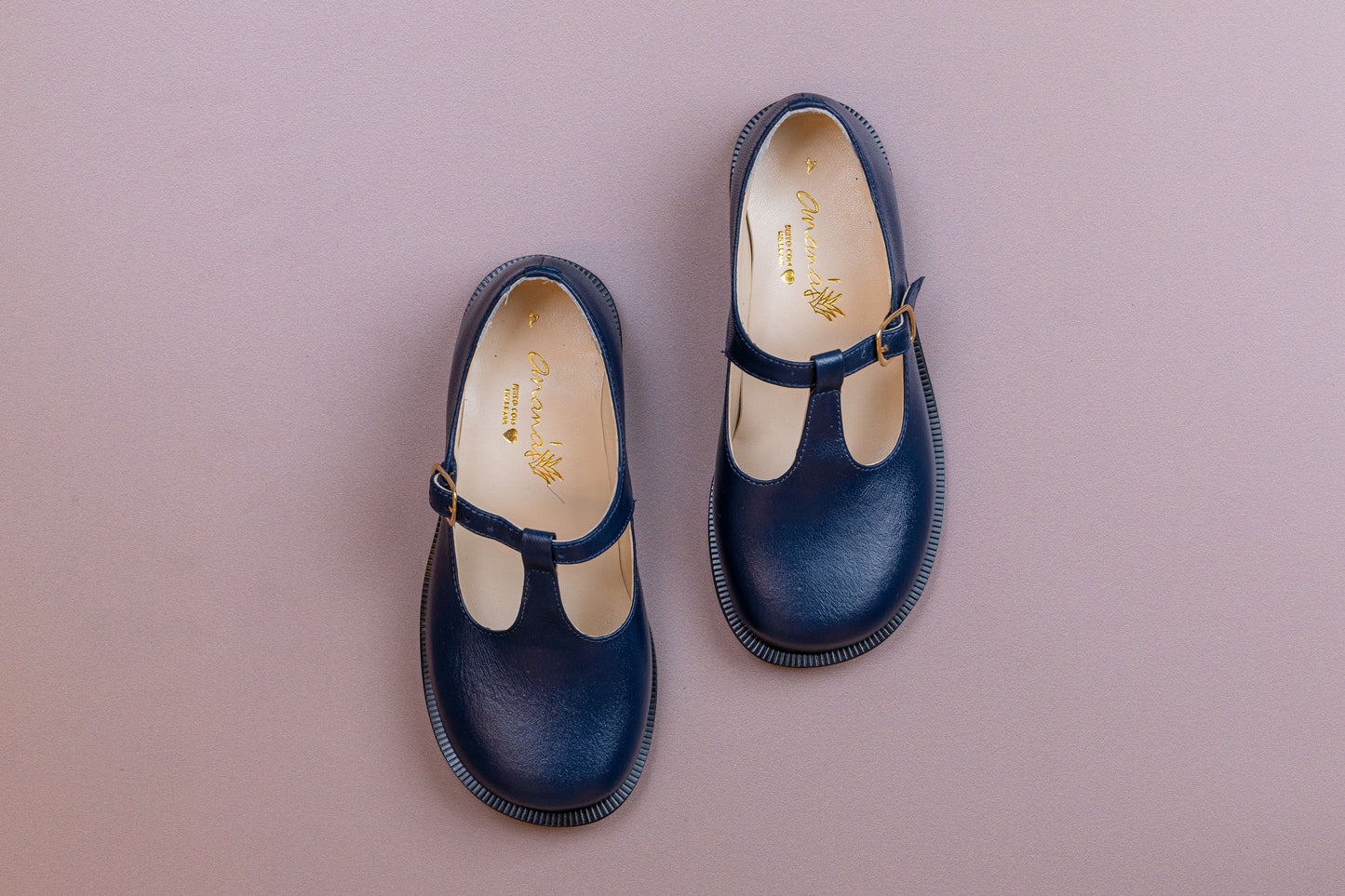 Sapato Infantil Ananás George Clássico Couro Azul Marinho com Preto
