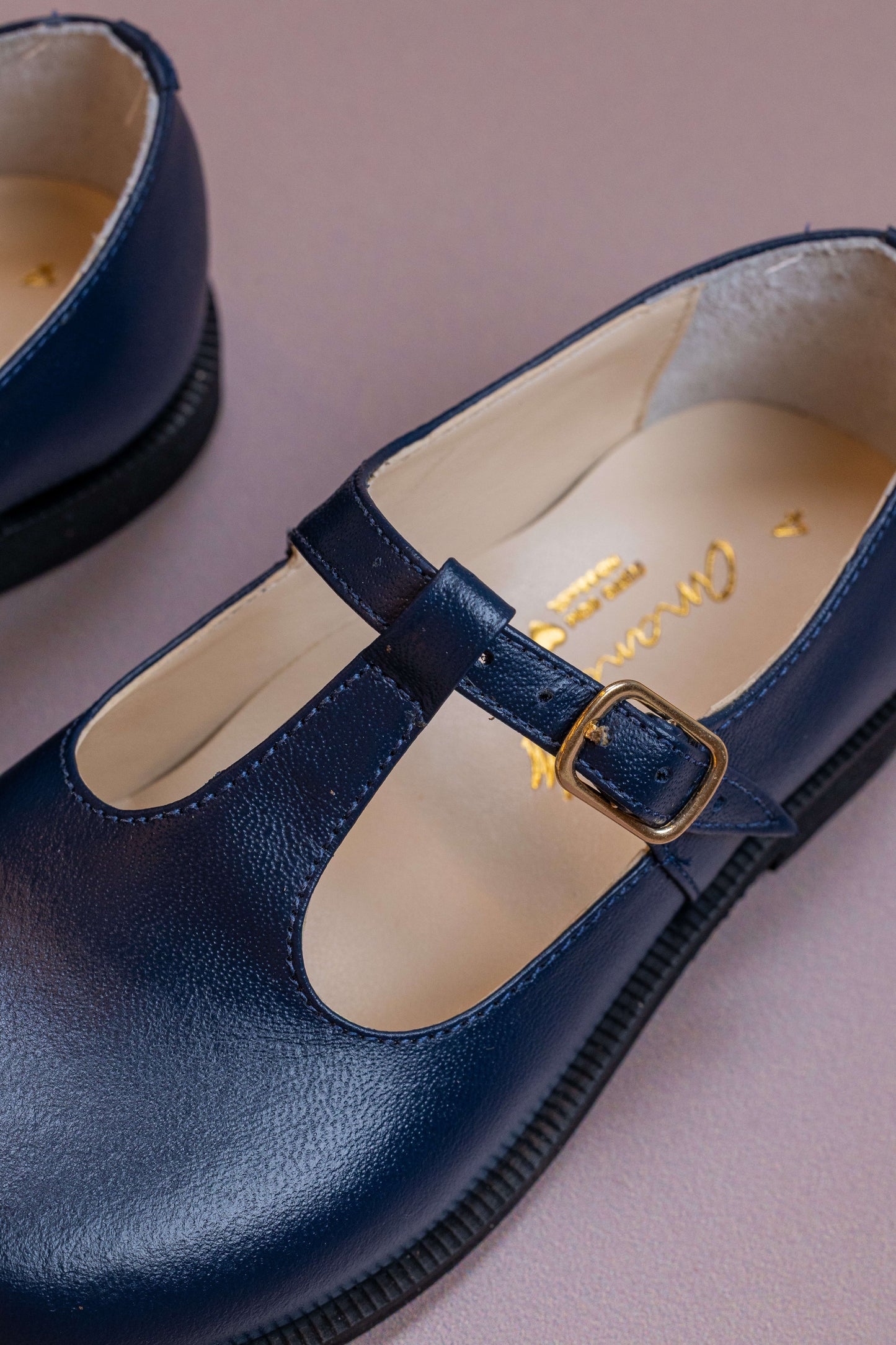 Sapato Infantil Ananás George Clássico Couro Azul Marinho com Preto