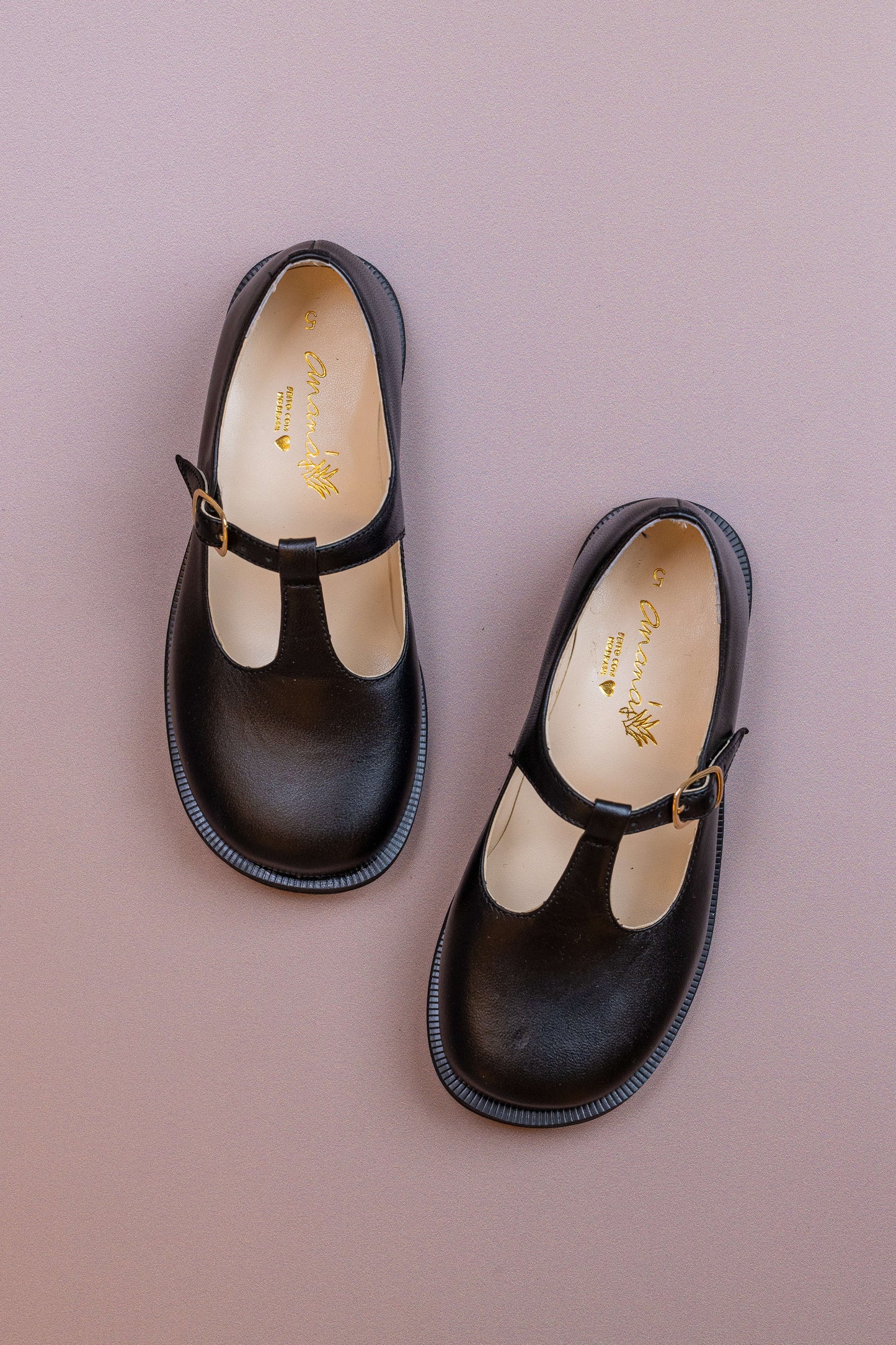 Sapato Infantil Ananás George Clássico Couro Preto com Preto
