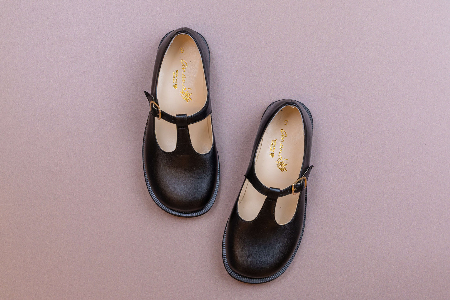 Sapato Infantil Ananás George Clássico Couro Preto com Preto