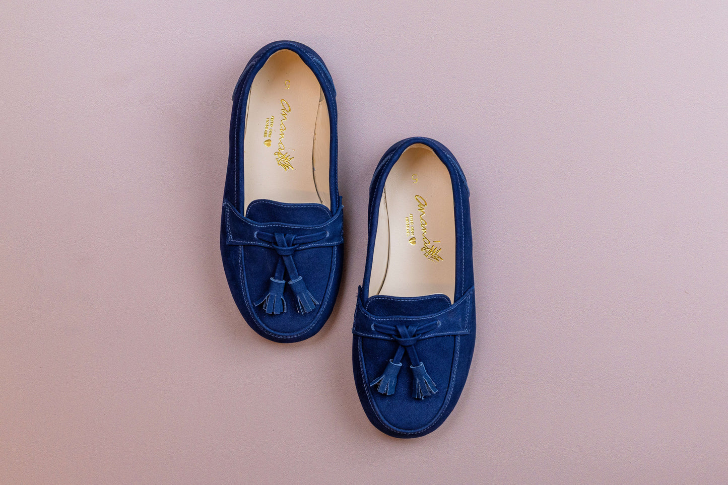 Sapato Infantil Ananás Teco Couro Nobuck Azul Marinho