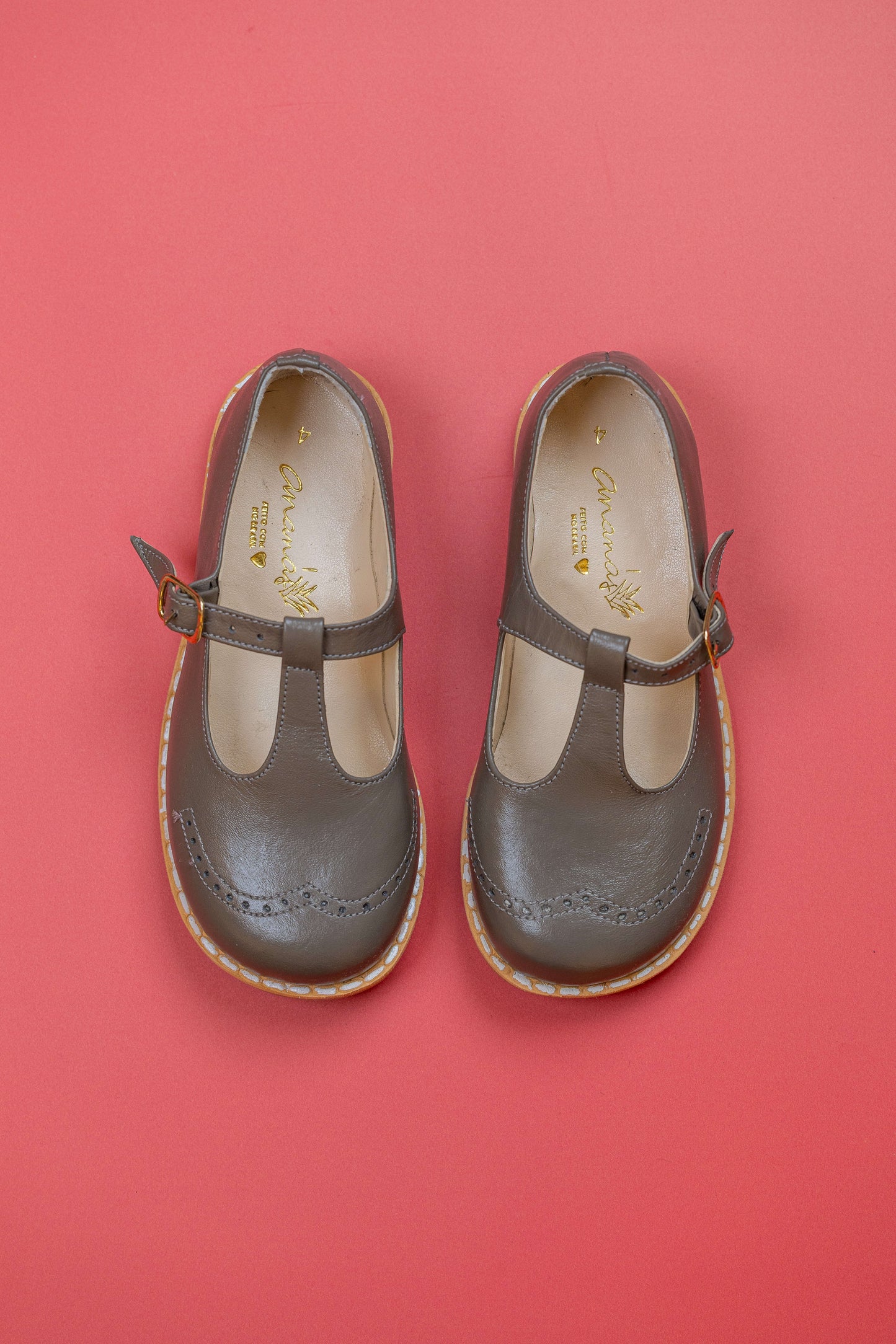 Sapato Infantil Ananás George Dots Couro Cinza