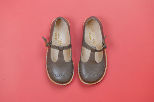 Sapato Infantil Ananás George Dots Couro Cinza