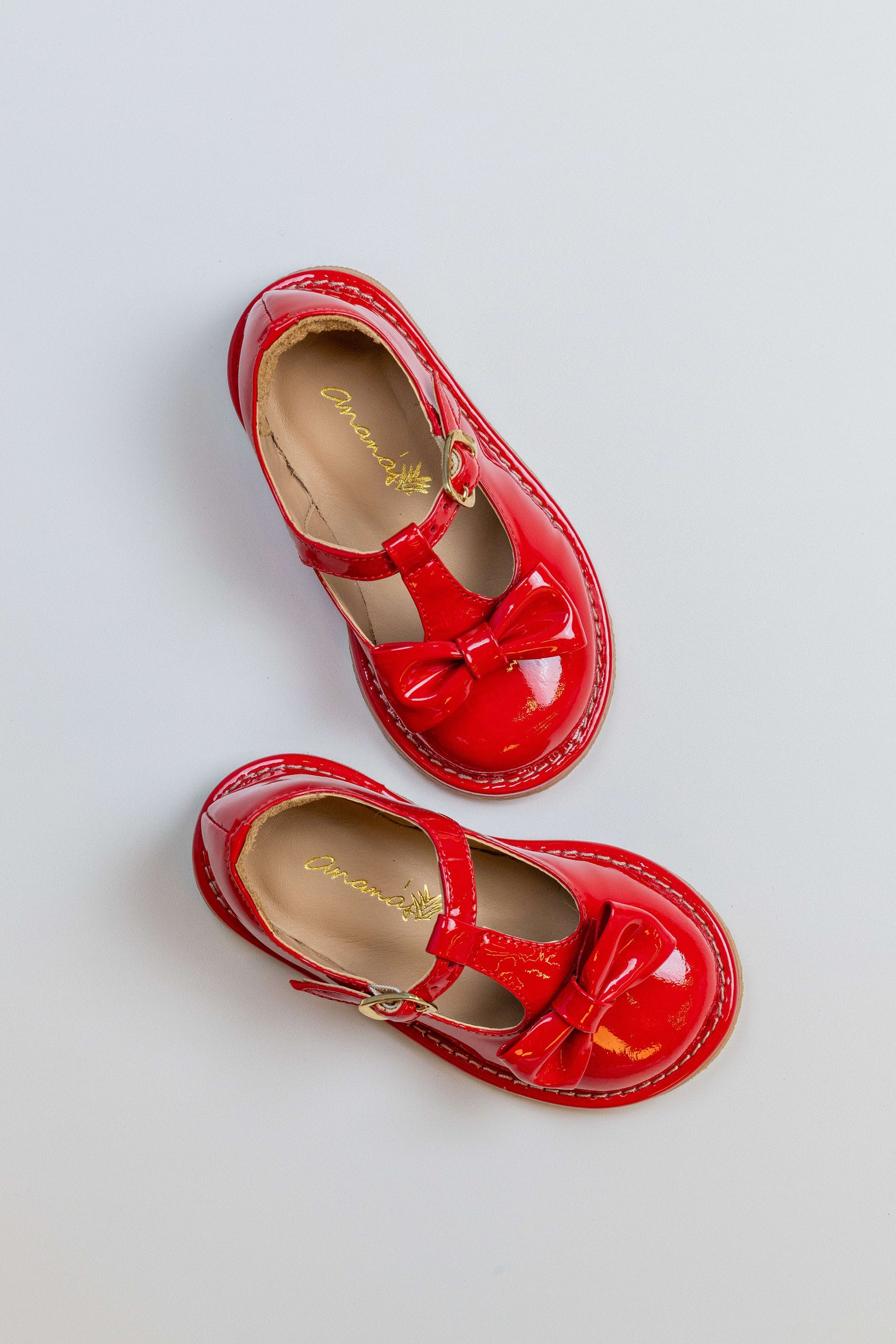 Sapato Infantil Ananás George Bow Couro Verniz Vermelho