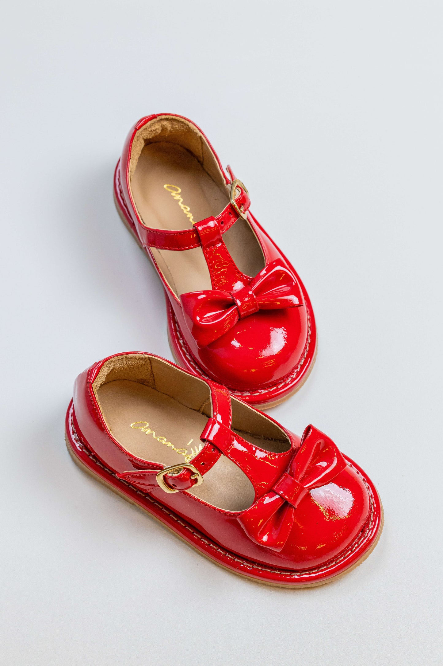 Sapato Infantil Ananás George Bow Couro Verniz Vermelho