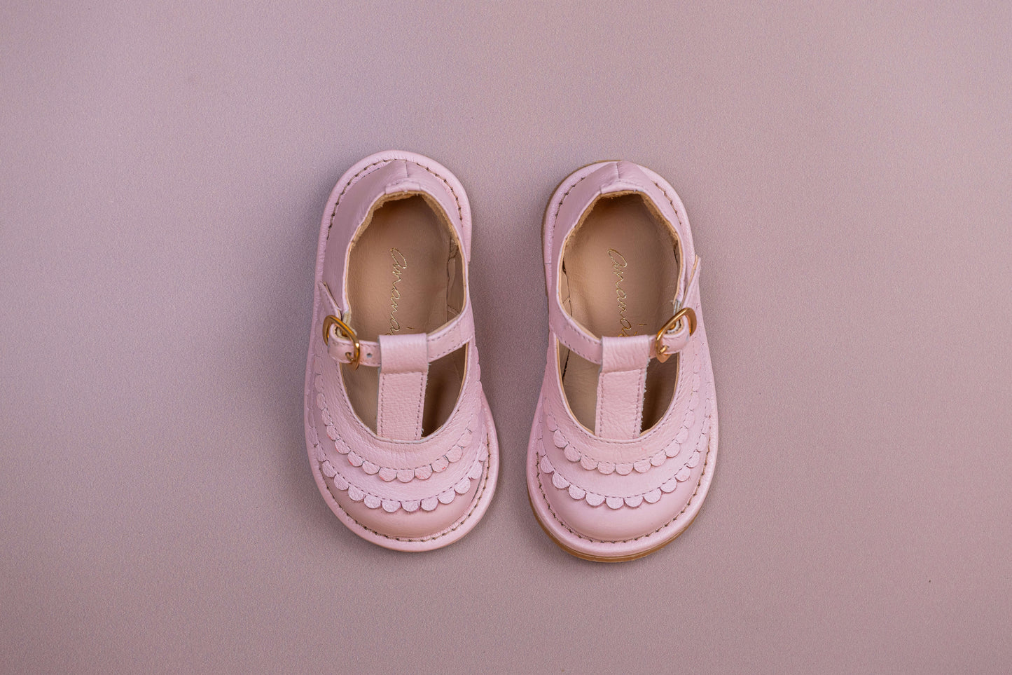 Sapato Infantil Ananás Eloise Couro Rosa Bebê