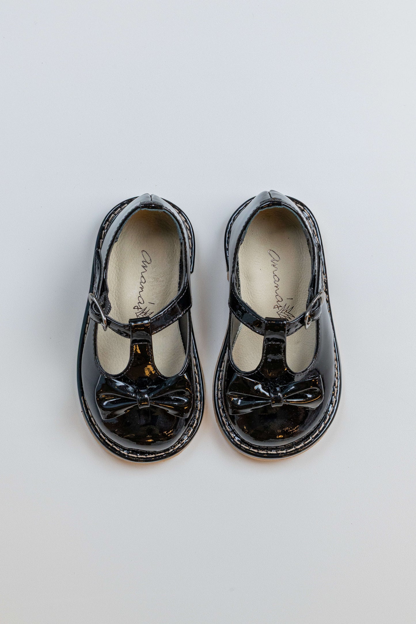Sapato Infantil Ananás George Bow Couro Verniz Preto