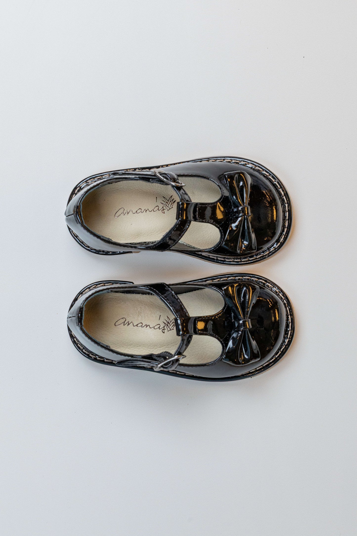 Sapato Infantil Ananás George Bow Couro Verniz Preto