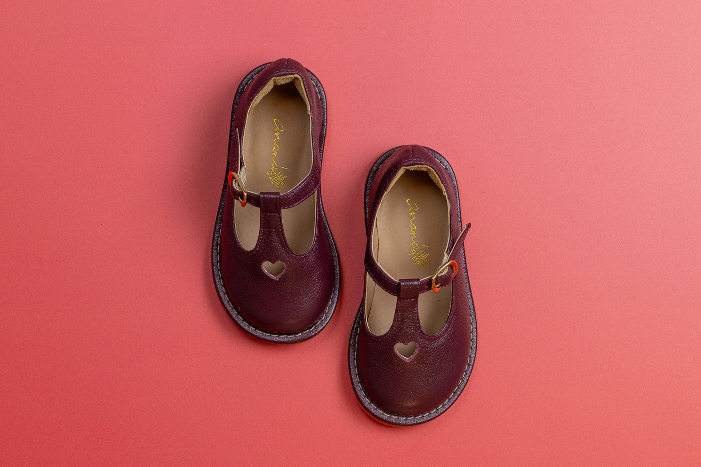 Sapato Infantil Ananás George Coracão Couro Burgundy