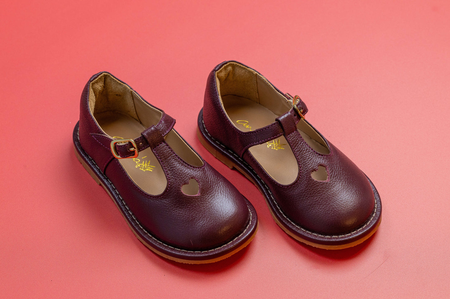Sapato Infantil Ananás George Coracão Couro Burgundy