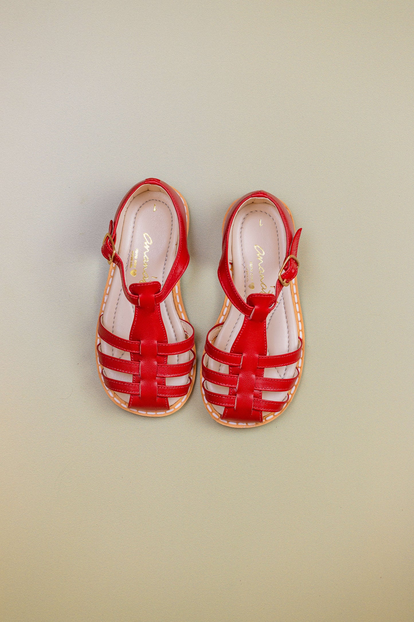 Sandália Infantil Ananás Amy Couro Vermelho