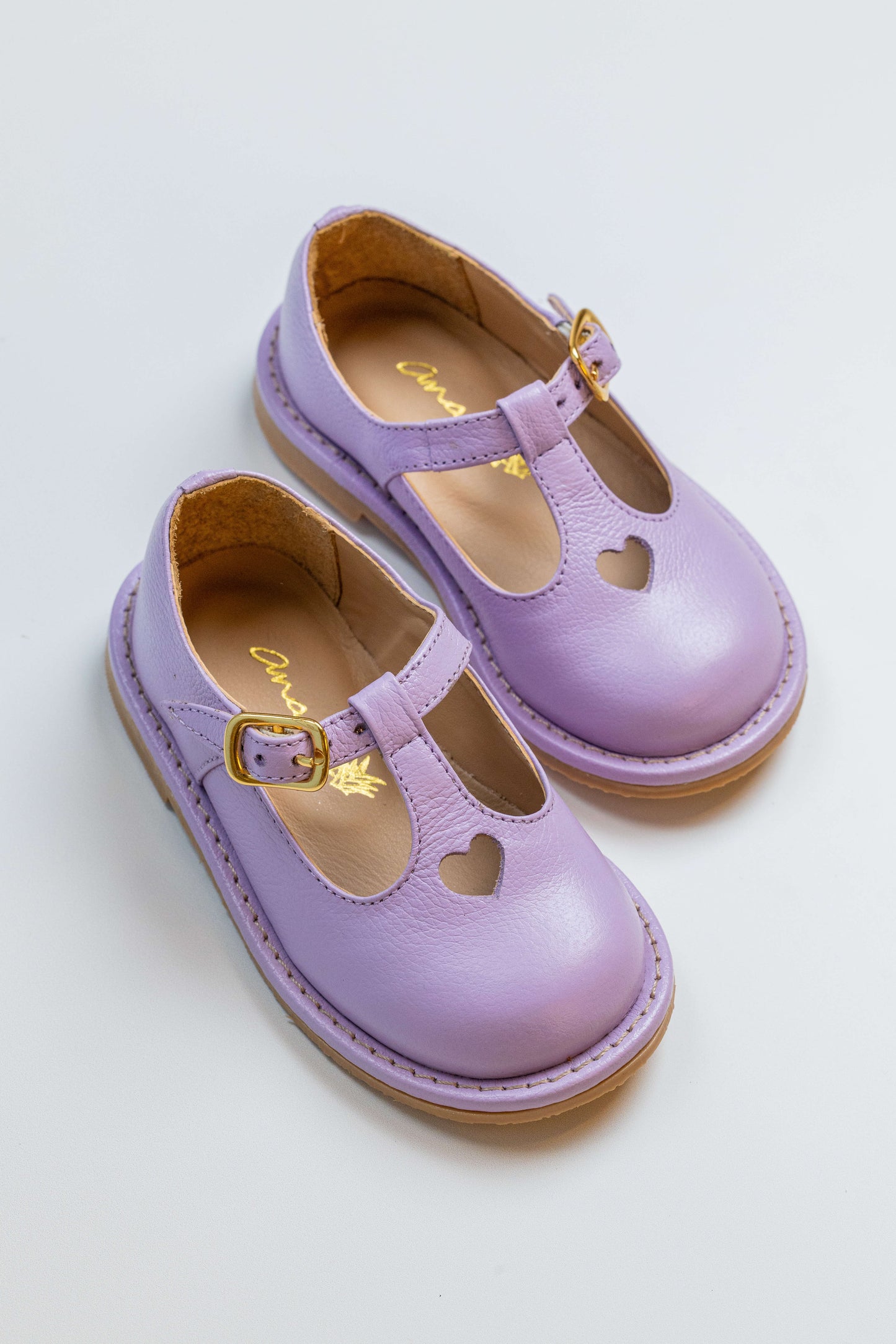 Sapato Infantil Ananás George Coracão Couro Lavanda