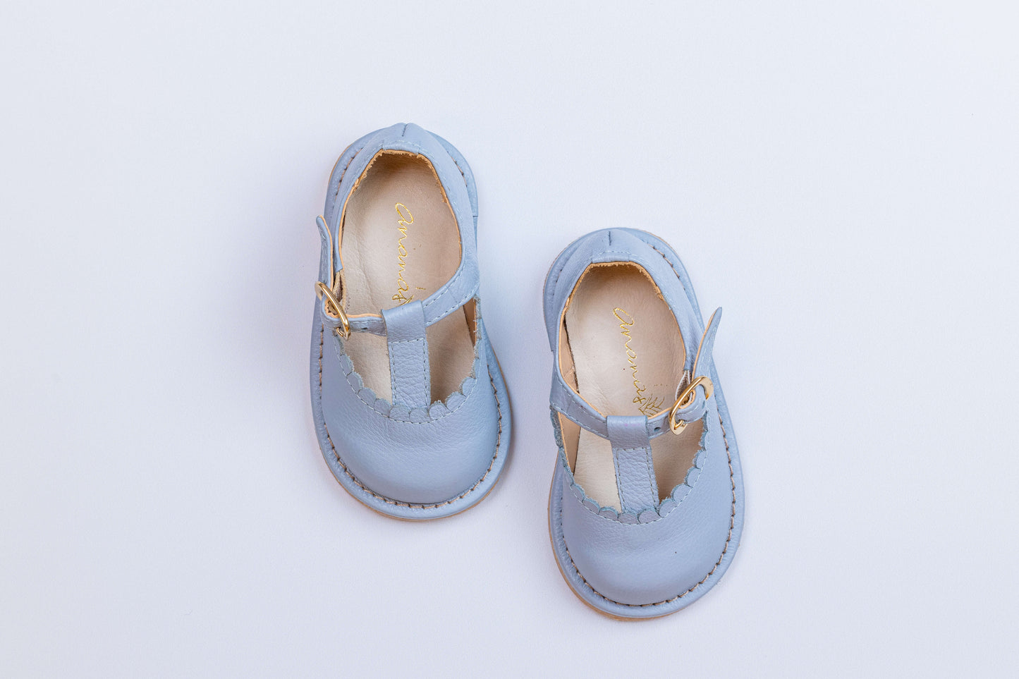 Sapato Infantil Ananás Carlotta Couro Azul Claro
