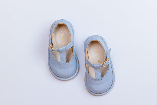 Sapato Infantil Ananás Carlotta Couro Azul Claro