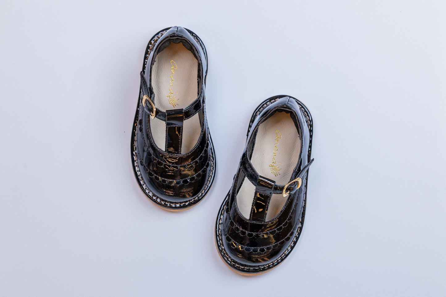 Sapato Infantil Ananás Eloise Couro Preto Verniz