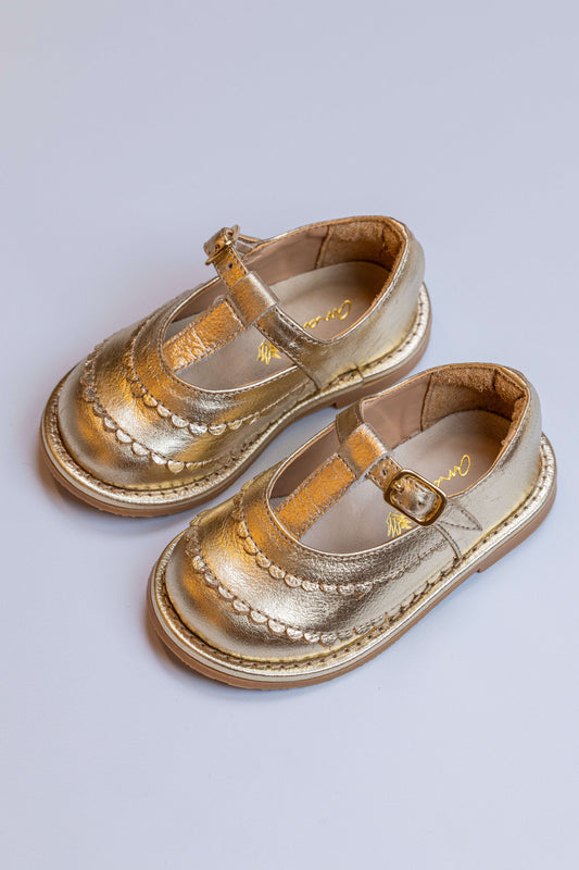 Sapato Infantil Ananás Eloise Couro Ouro