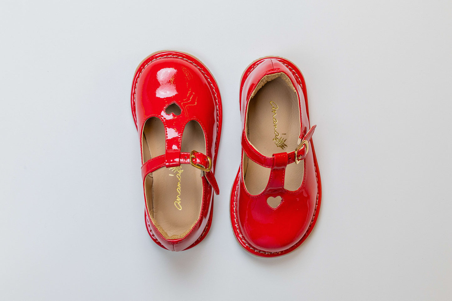 Sapato Infantil Ananás George Coracão Couro Verniz Vermelho