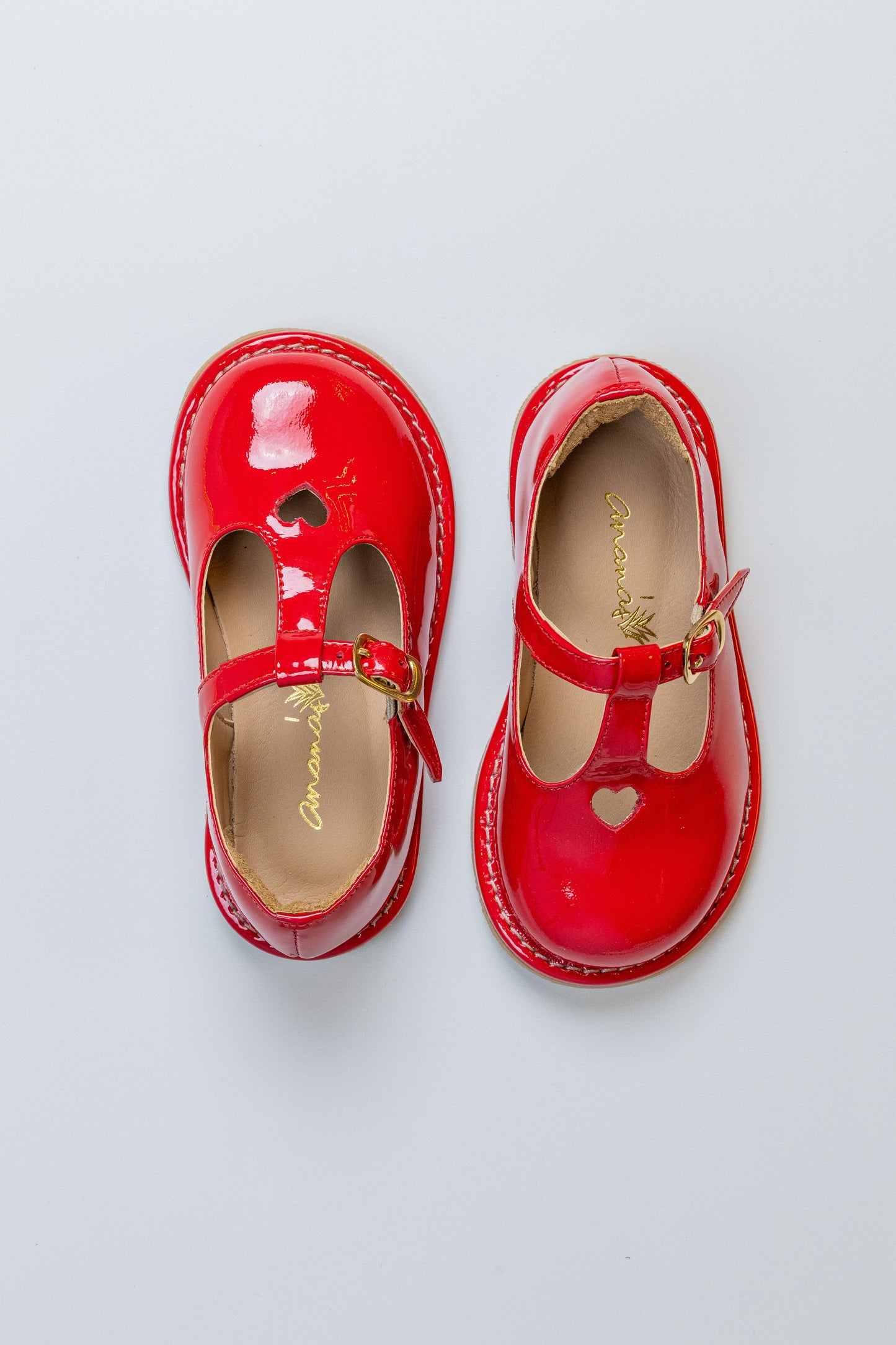 Sapato Infantil Ananás George Coracão Couro Verniz Vermelho