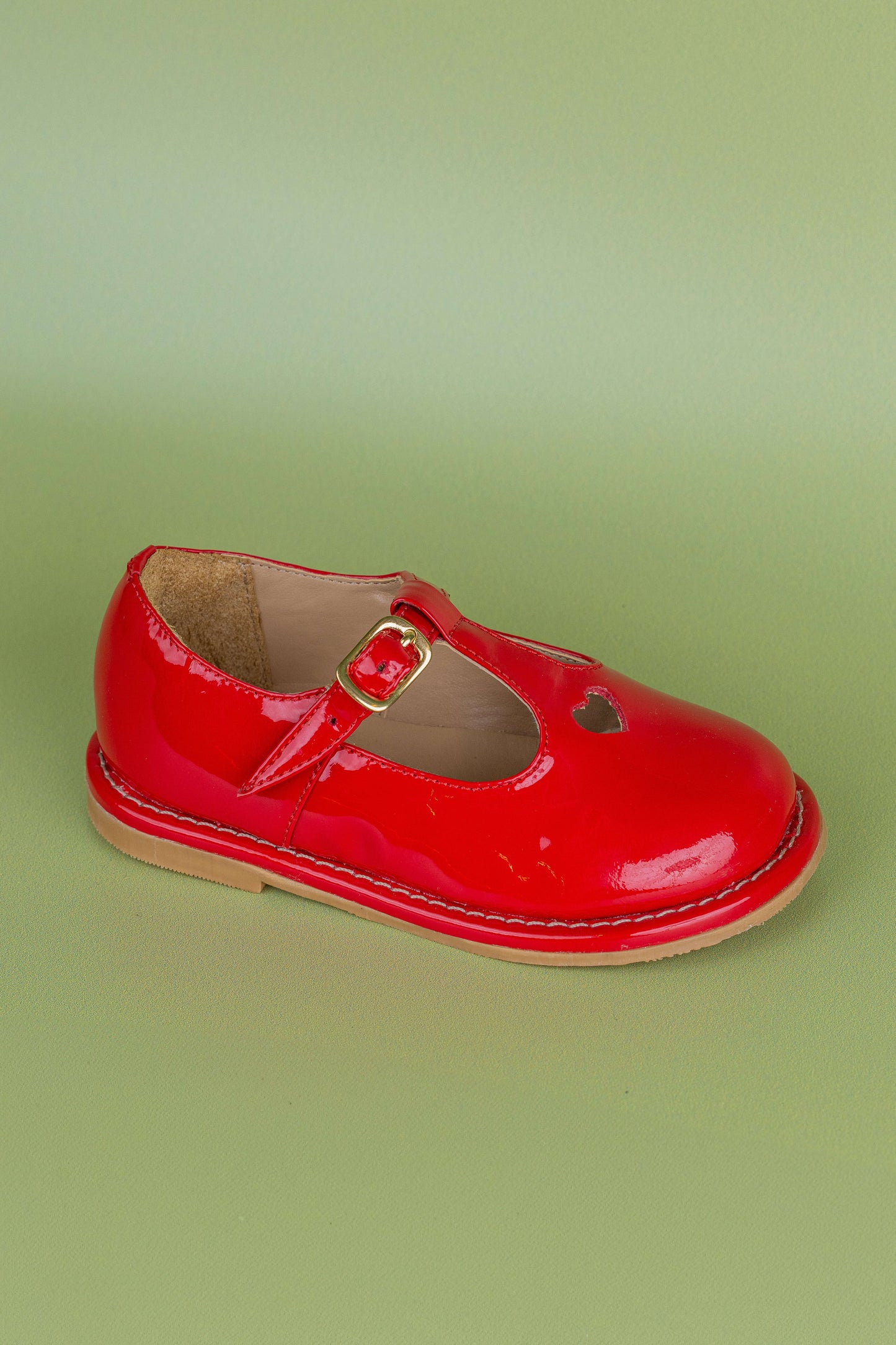 Sapato Infantil Ananás George Coracão Couro Verniz Vermelho