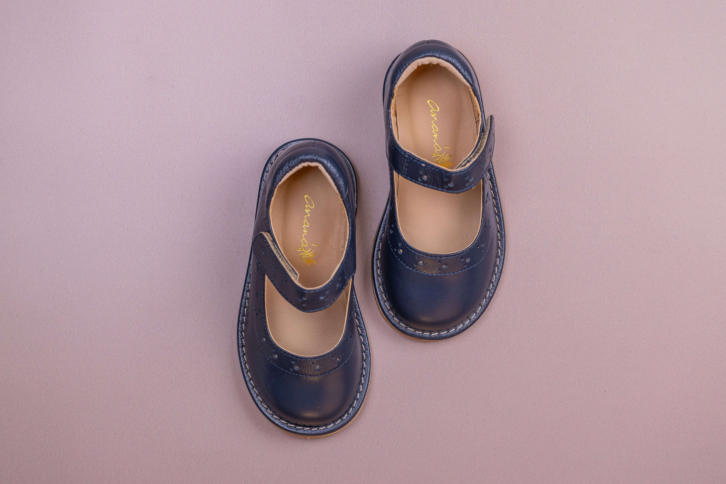 Sapato Infantil Ananás Olympia Couro Azul Marinho