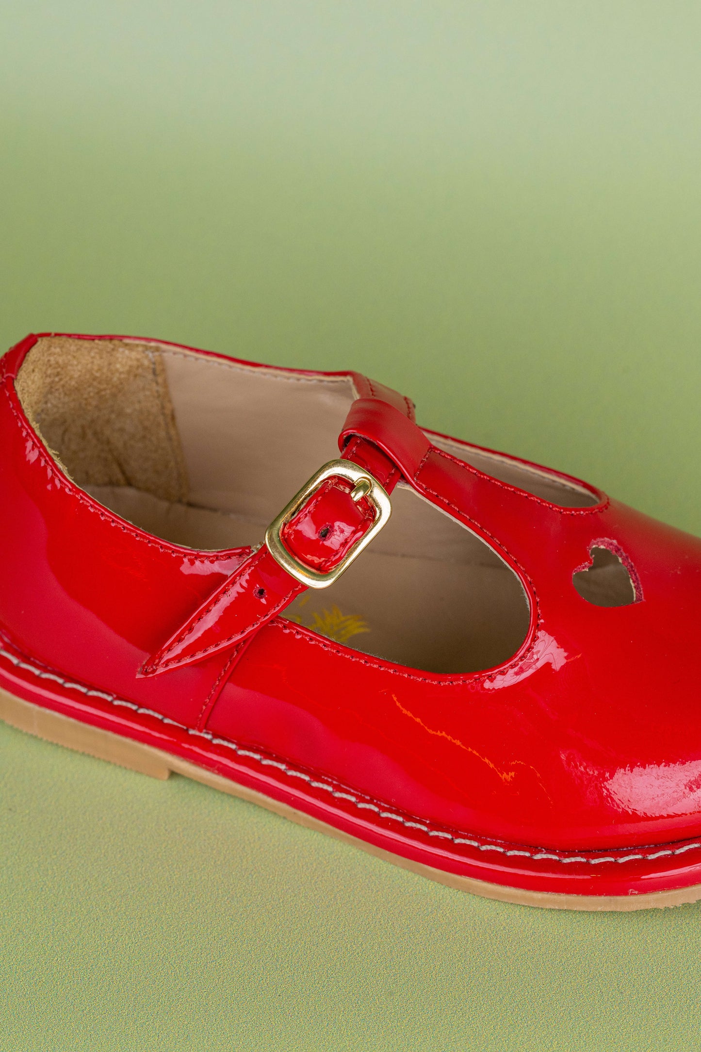 Sapato Infantil Ananás George Coracão Couro Verniz Vermelho