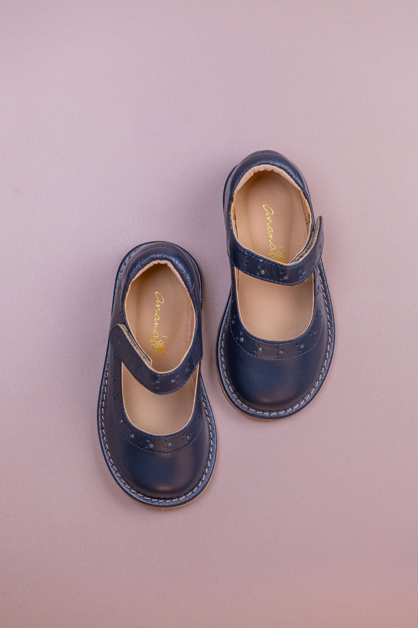 Sapato Infantil Ananás Olympia Couro Azul Marinho