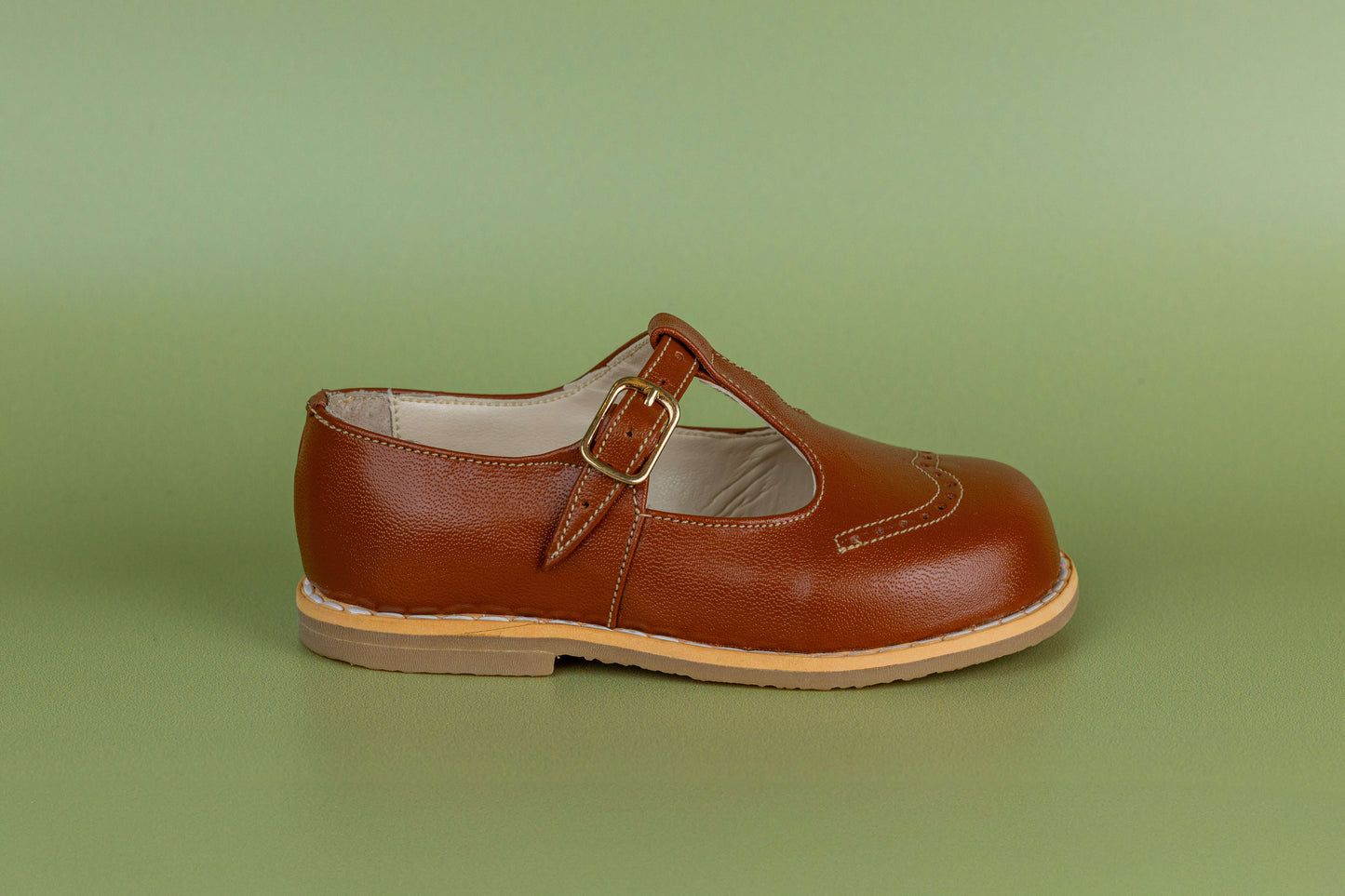 Sapato Infantil Ananás George Dots Couro Caramelo
