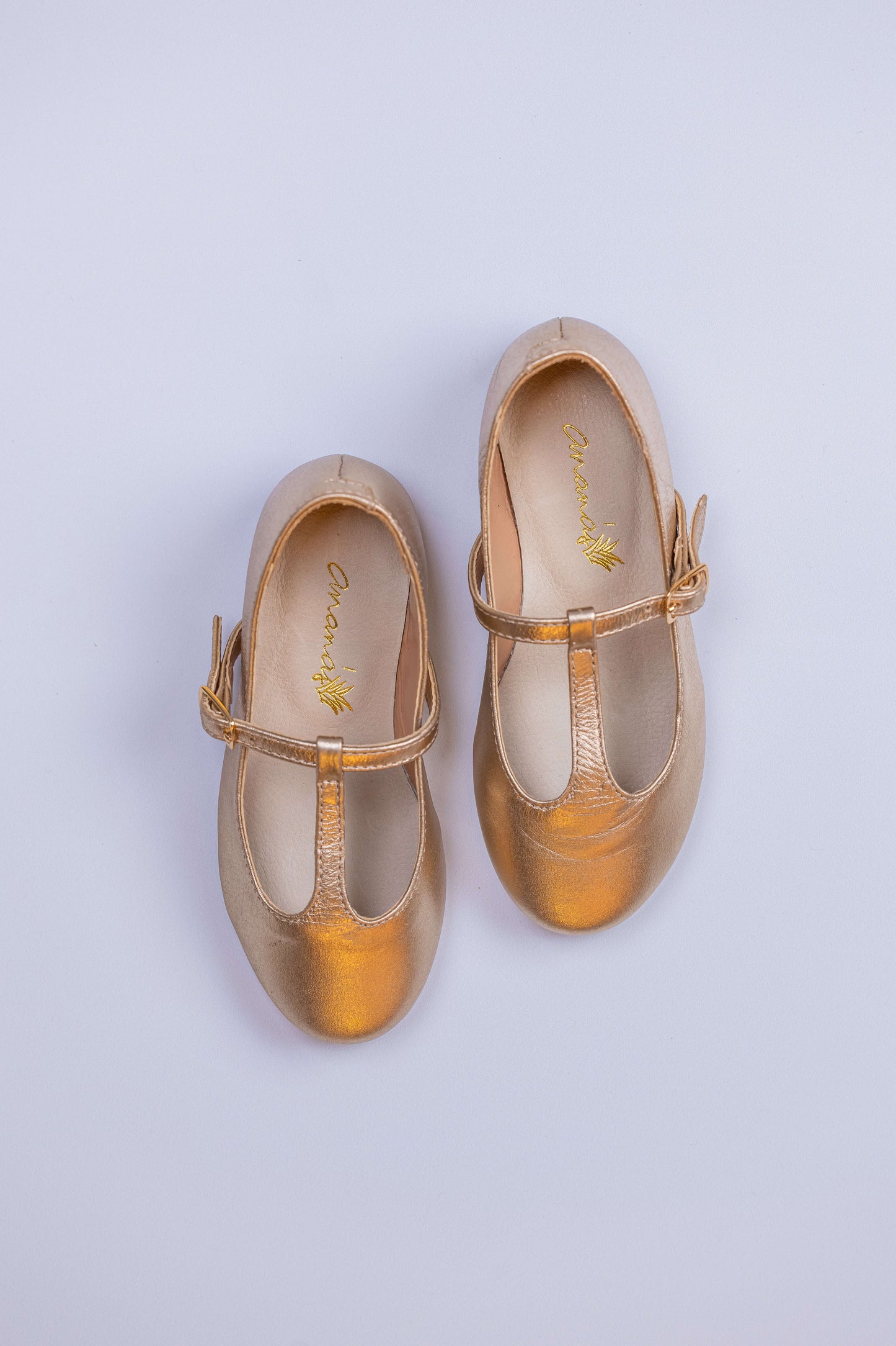 Sapatilha Infantil Ananás Boneca Olivia Couro Metalizado Ouro