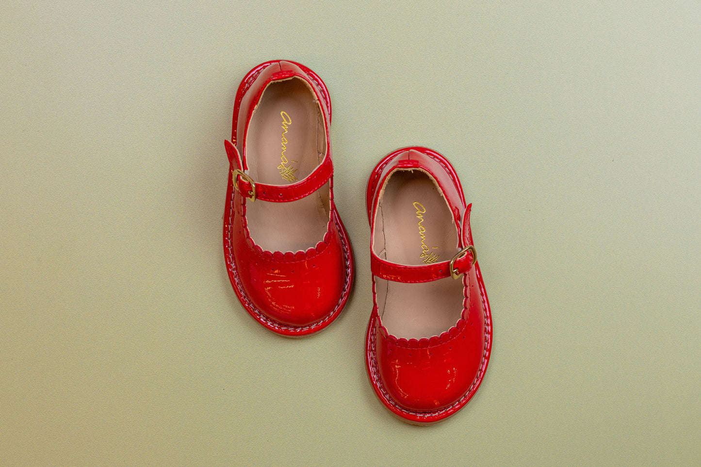 Sapato Infantil Ananás Charlotte Couro Verniz Vermelho