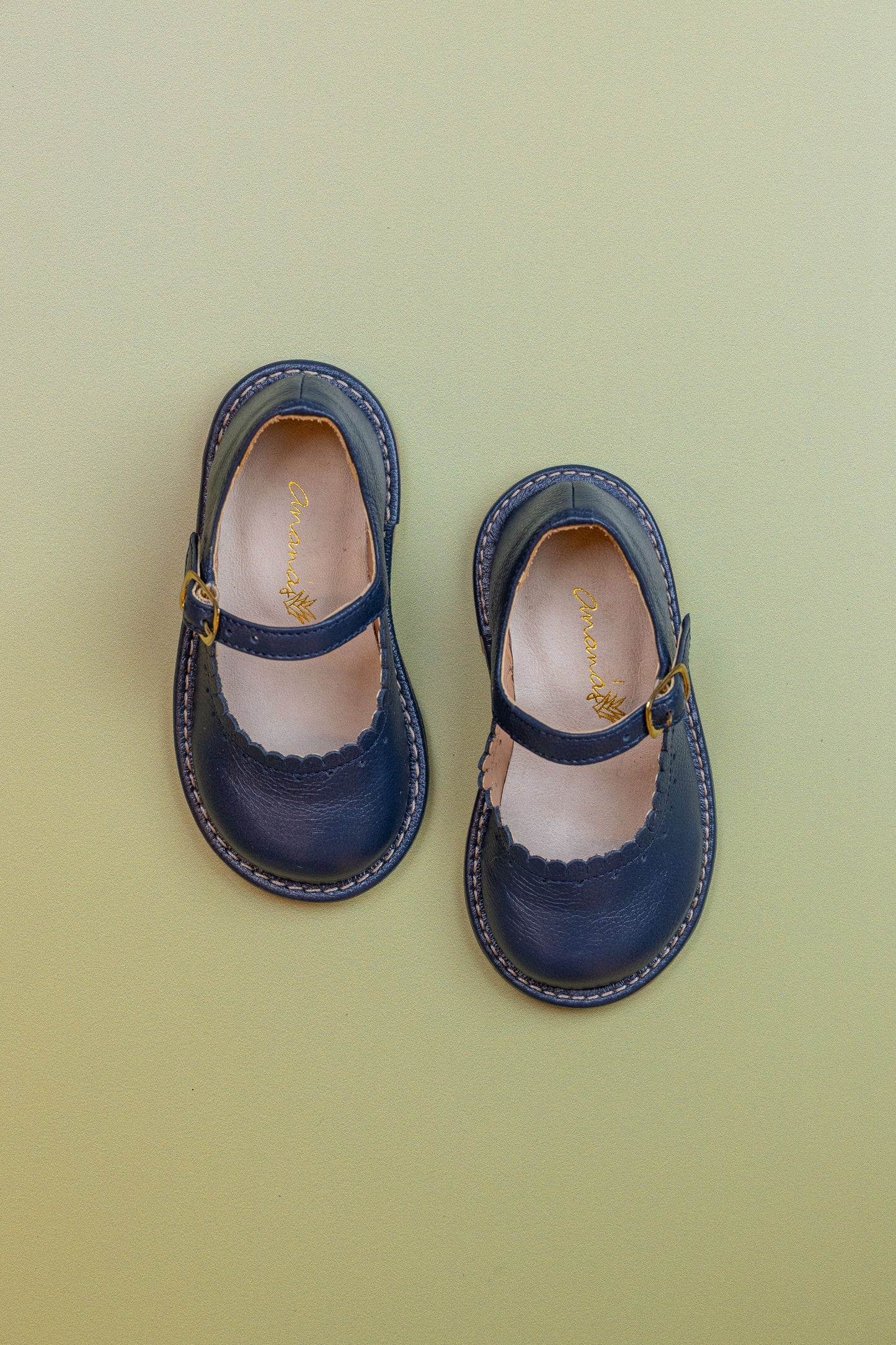 Sapato Infantil Ananás Charlotte Couro Azul Marinho