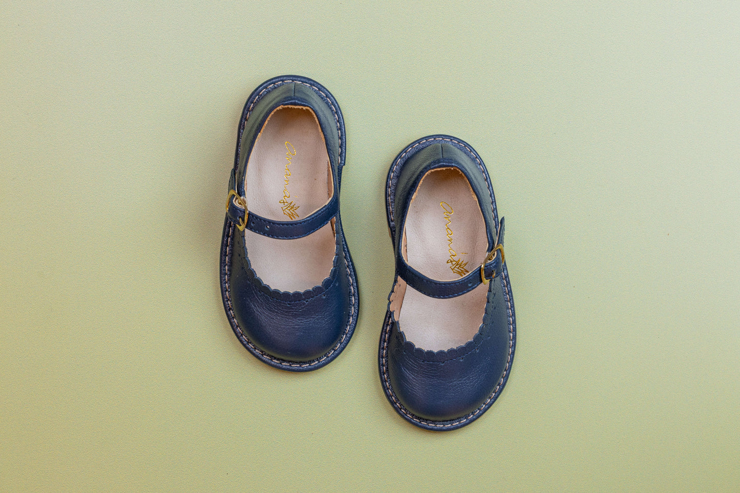 Sapato Infantil Ananás Charlotte Couro Azul Marinho