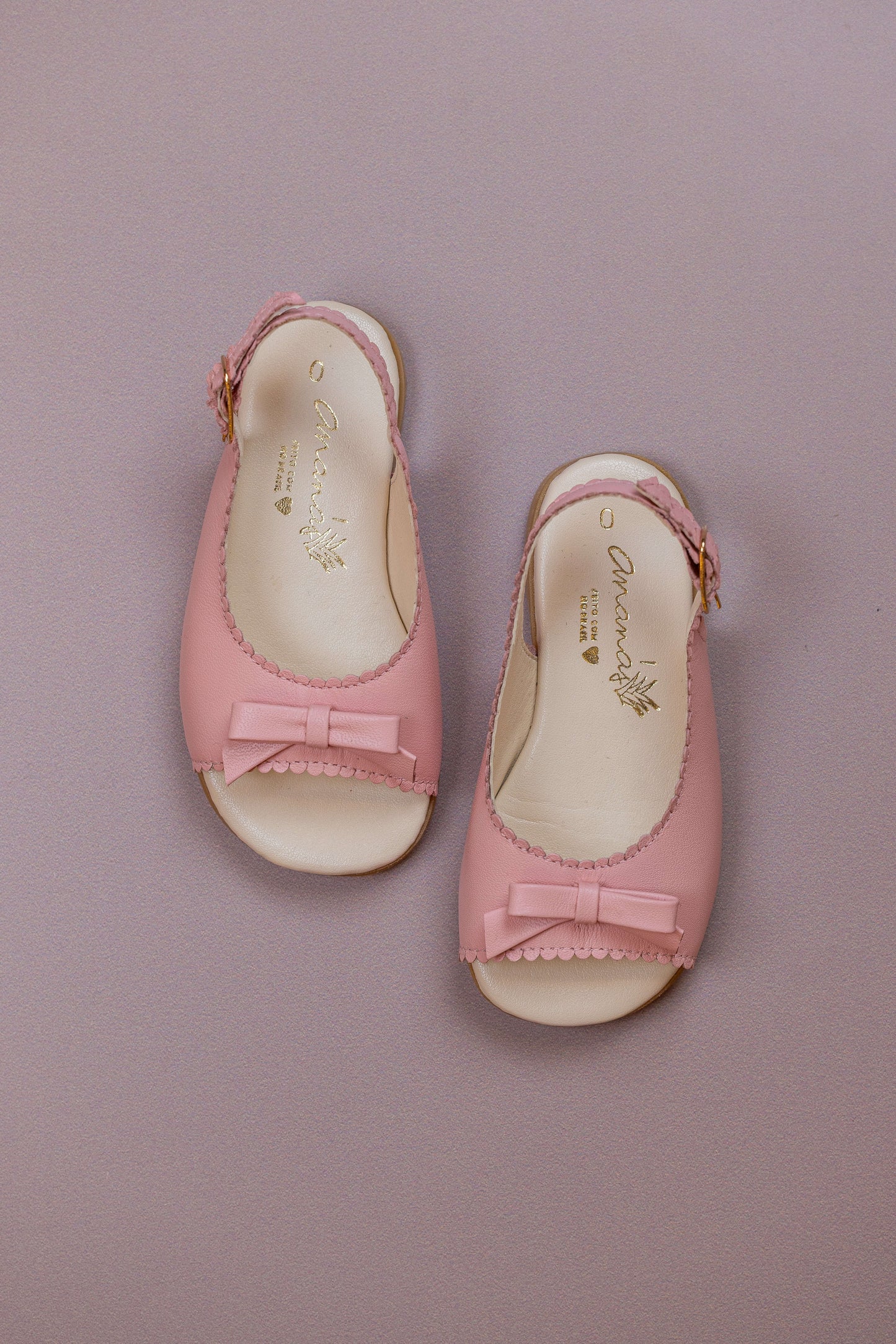 Sandália Infantil Ananás Maria Couro Rosa Bebê