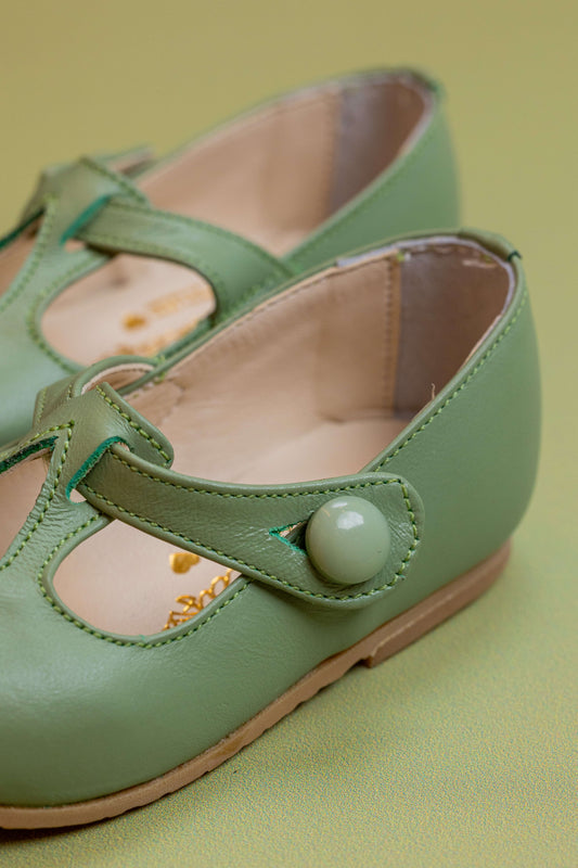 Sapato Infantil Ananás Ariel Couro Verde Bebê
