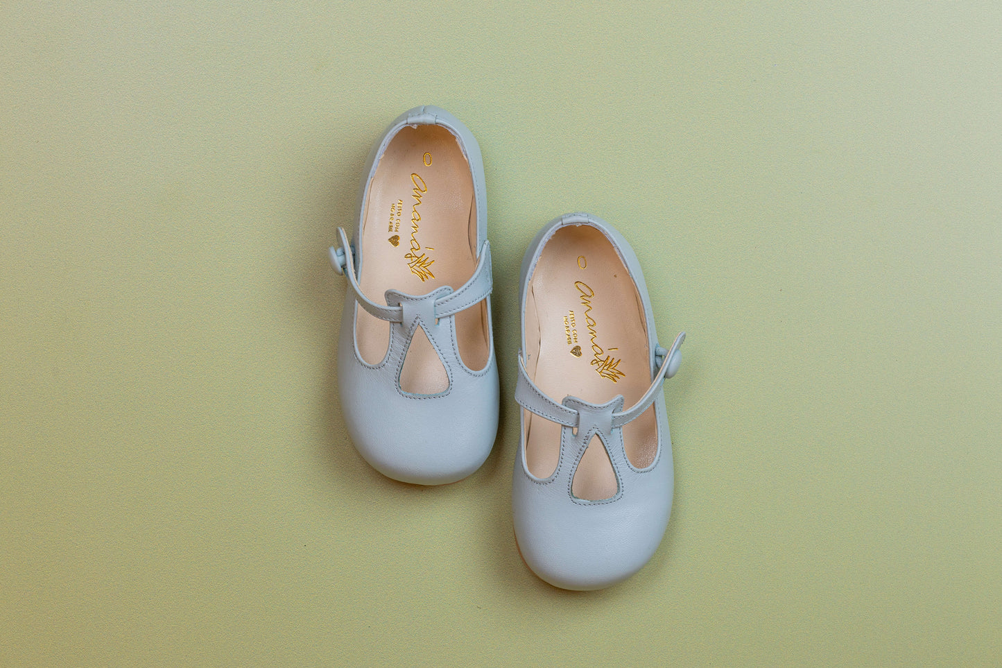 Sapato infantil Ananás Ariel Couro Azul Bebê