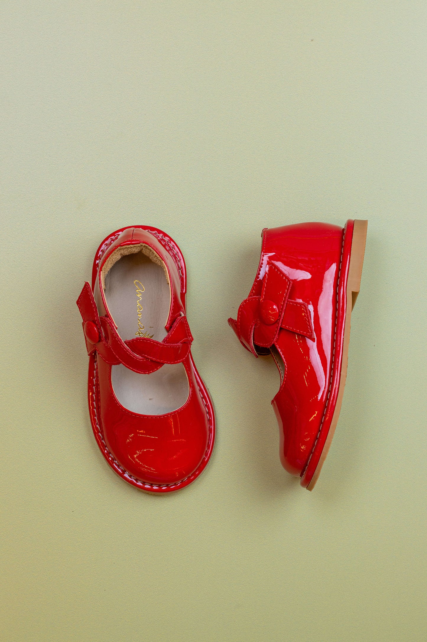 Sapato Infantil Ananás Julia Couro Vermelho Verniz