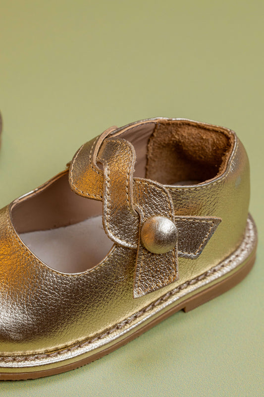 Sapato Infantil Ananás Julia Couro Ouro