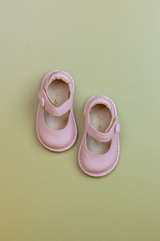 Sapato Infantil Ananás Olga Couro Rosa Bebê