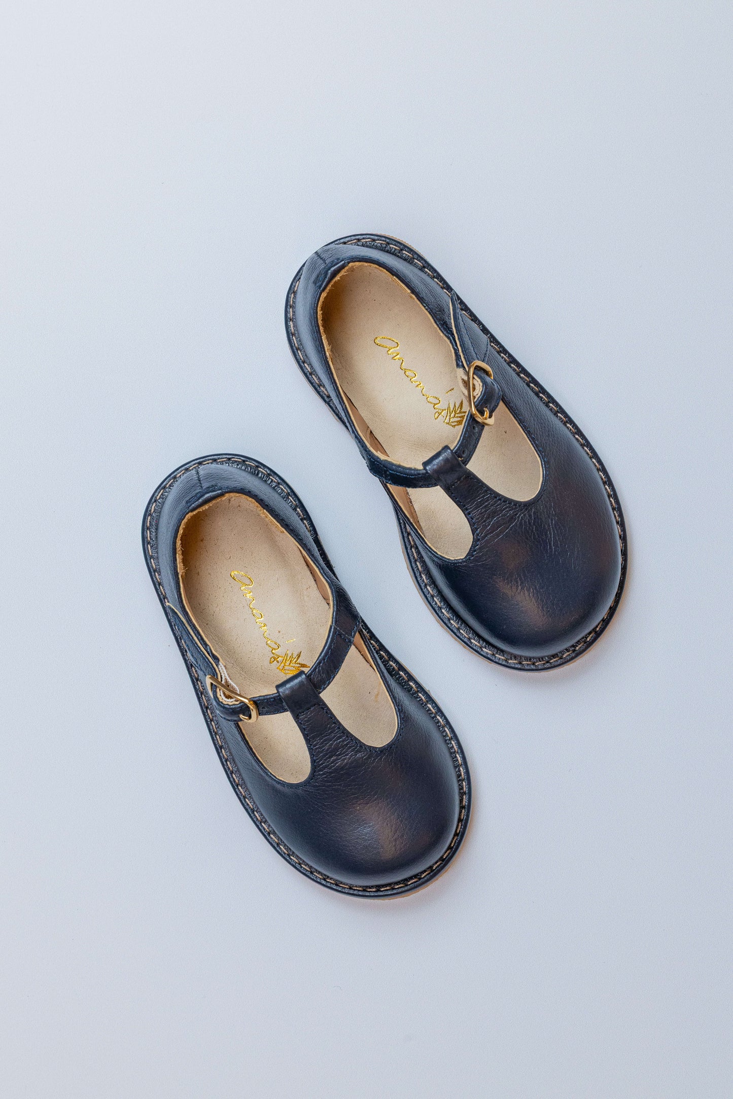 Sapato Infantil Ananás George Couro Azul Marinho