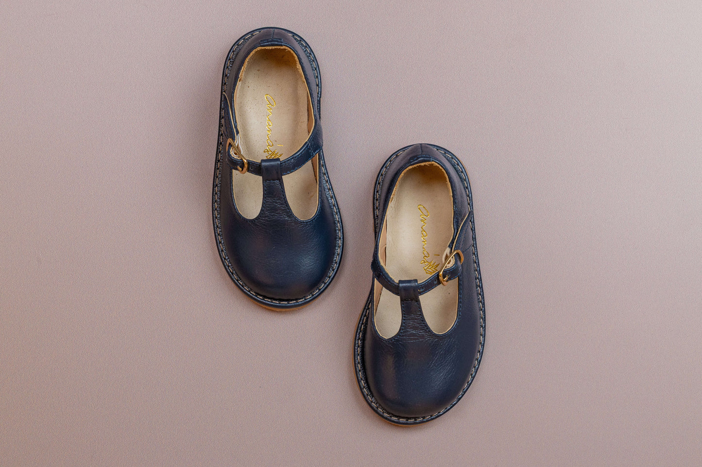 Sapato Infantil Ananás George Couro Azul Marinho