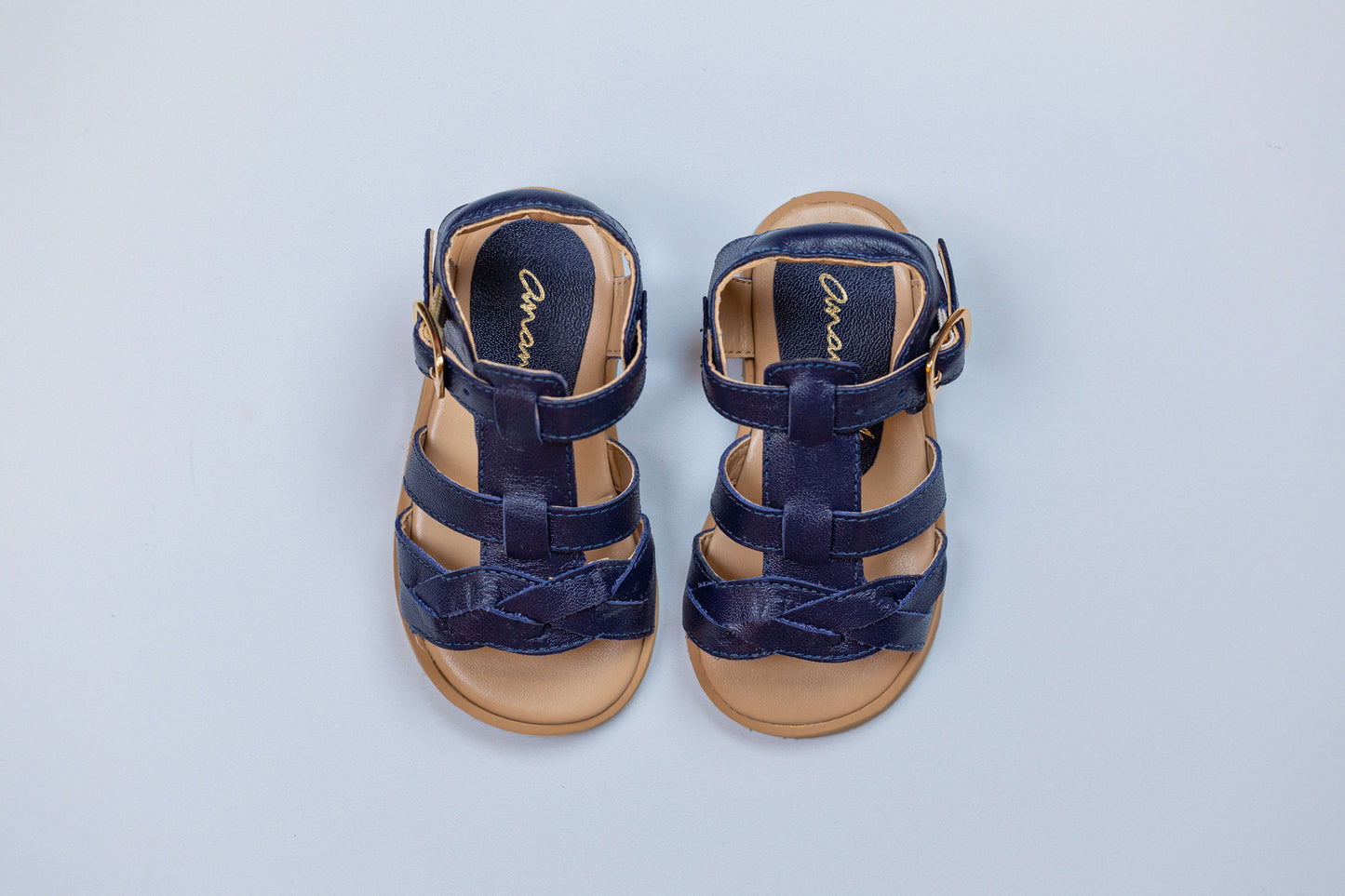 Sandália Infantil Ananás Cora Couro Azul Marinho
