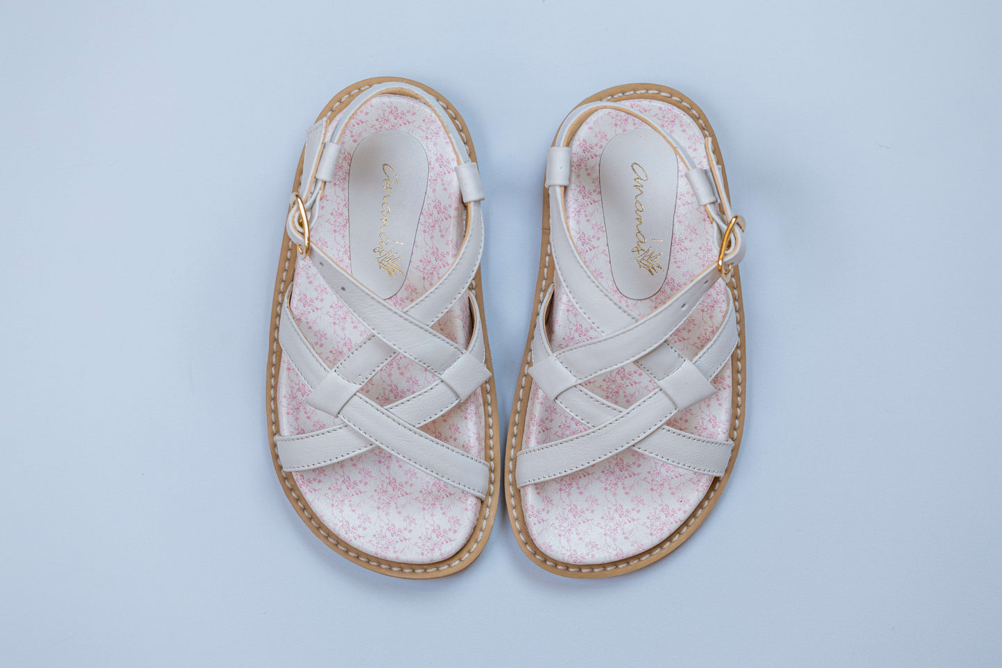 Papete Infantil Ananás Rosa Couro Branco