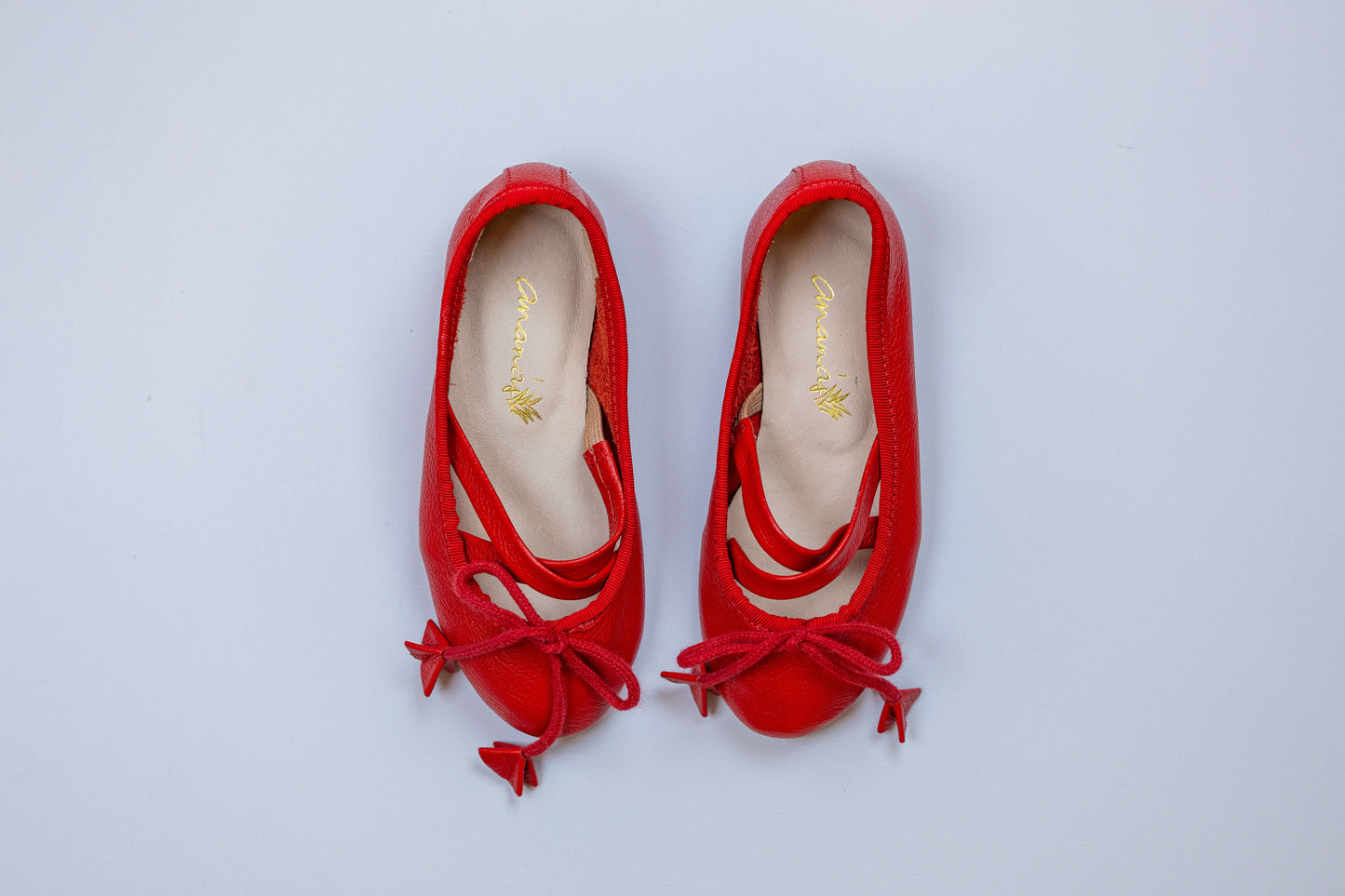 Sapatilha Infantil Ananás Bailarina Anna Couro Vermelho